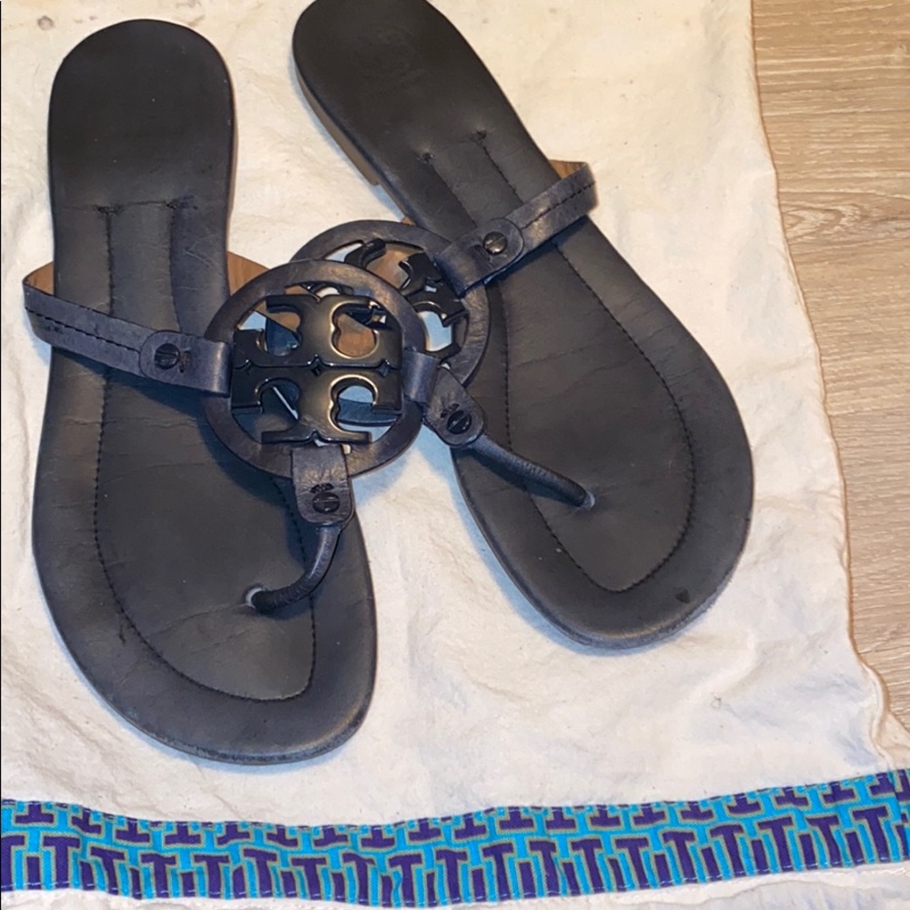 Navy Blue Tory Burch Miller Sandals Size 9